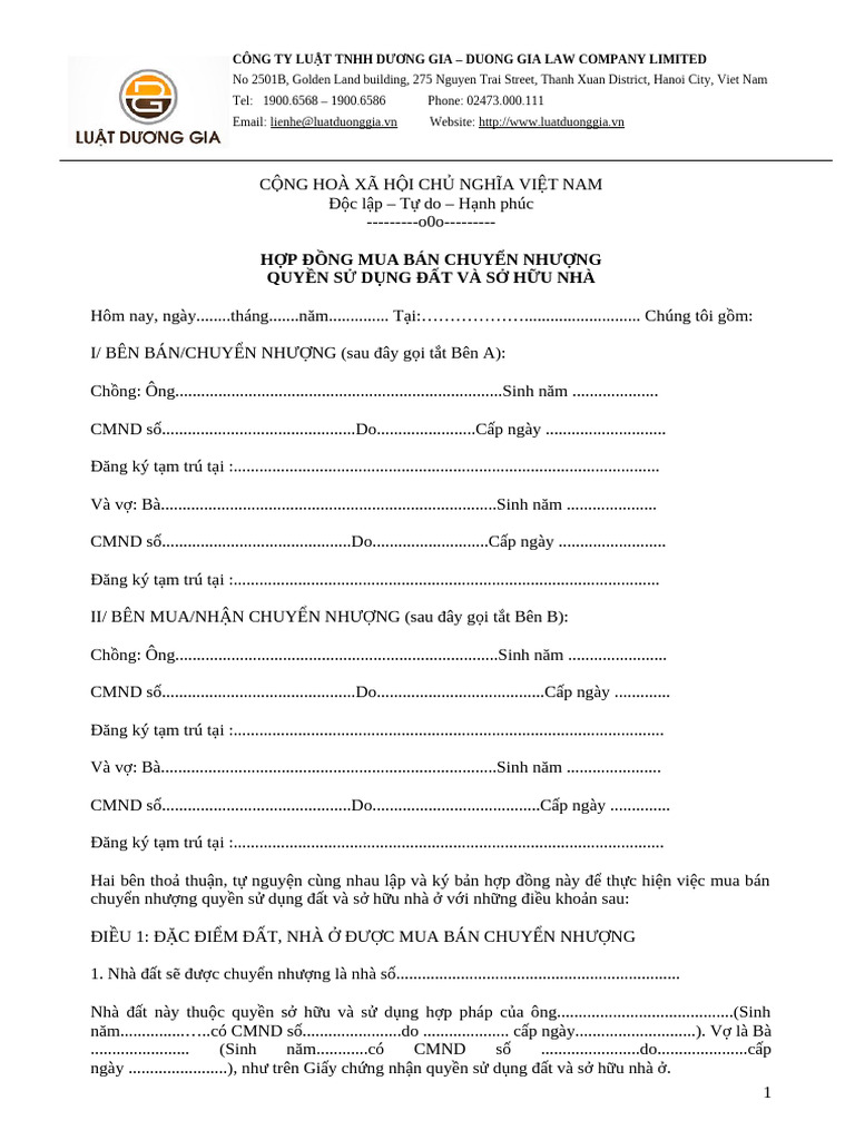Hop Dong Mua Ban Dat | PDF