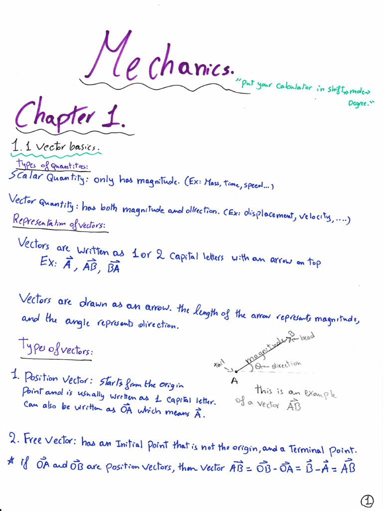 Mechanics Semester 1 Notes | PDF