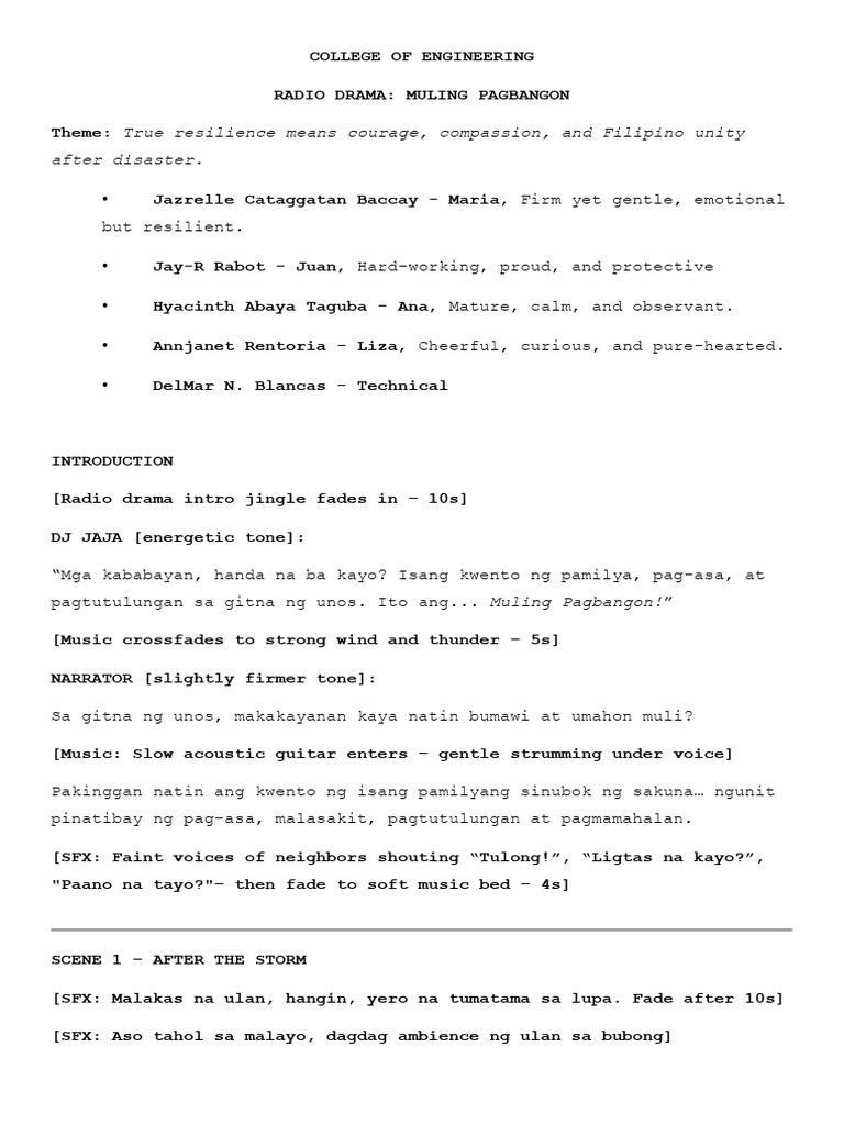 COE-Radio Drama Script Final | PDF
