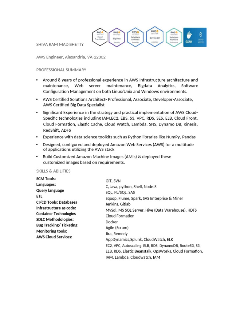 ShivaRamMadishettyResume Updated | PDF | Amazon Web Services | Cloud ...