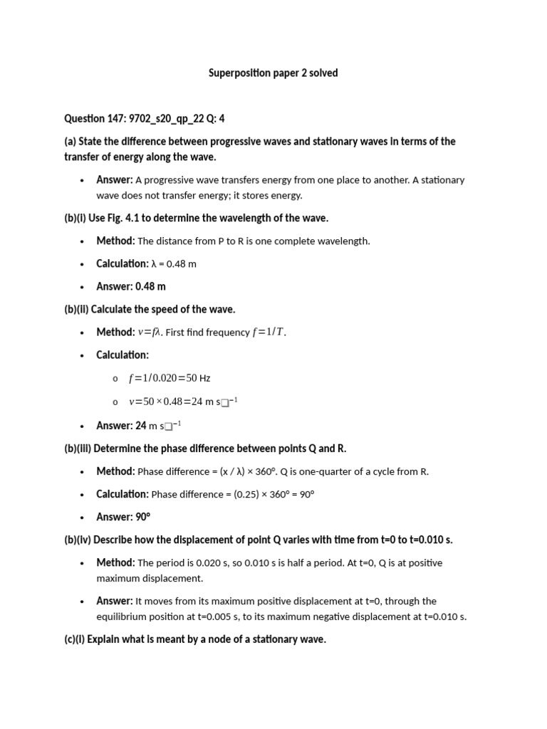 Superposition Paper 2 Solved | PDF | Wavelength | Waves