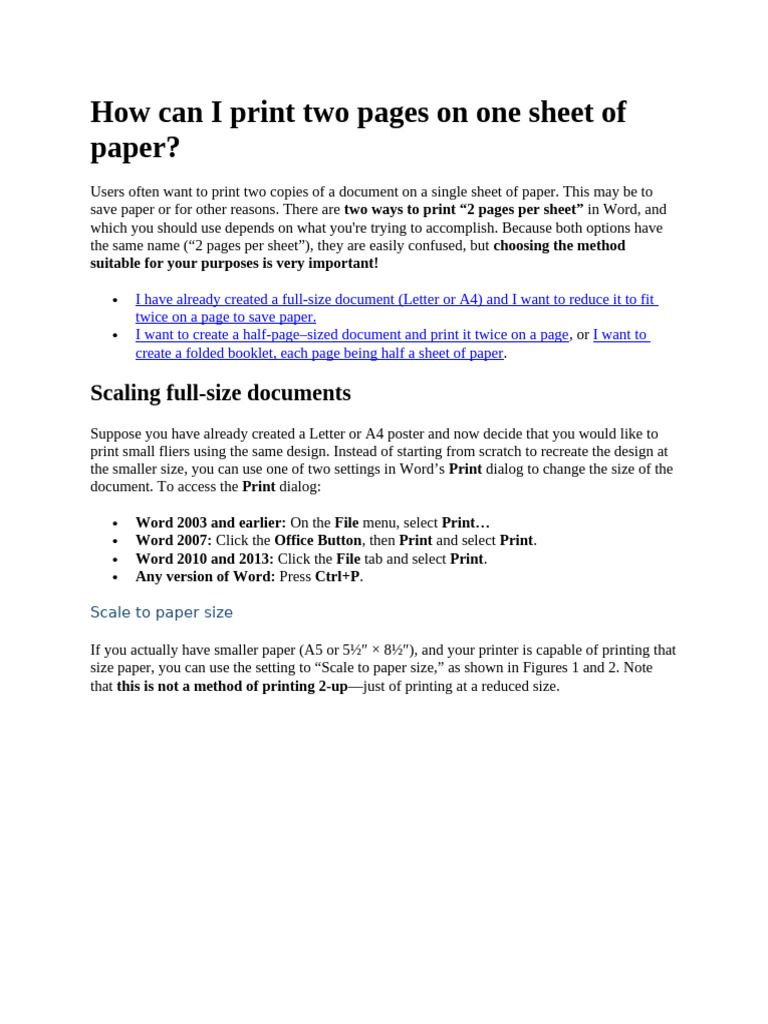 WORD - Two Pages Per Sheet | PDF | Paper | Computing