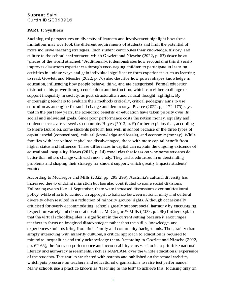 Assignment 2 Due18 08 Exploring and Contesting Curriculum | PDF ...