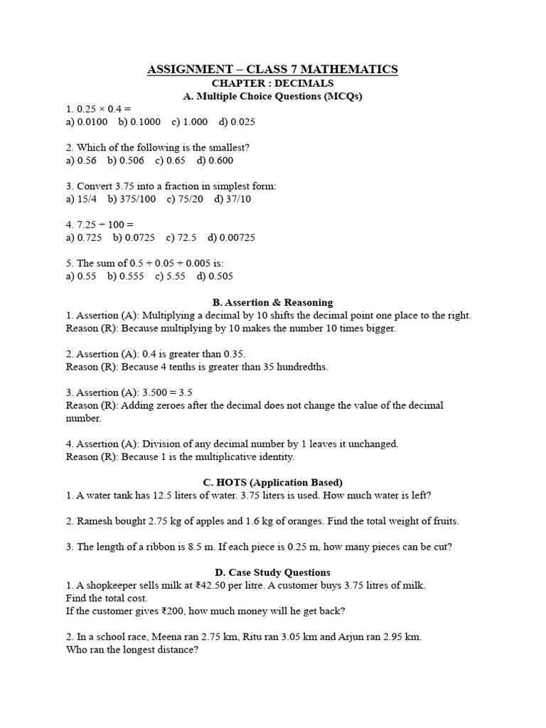 Class 7 Maths CH - Decimals, Fractions, Symmetry | PDF | Discrete ...