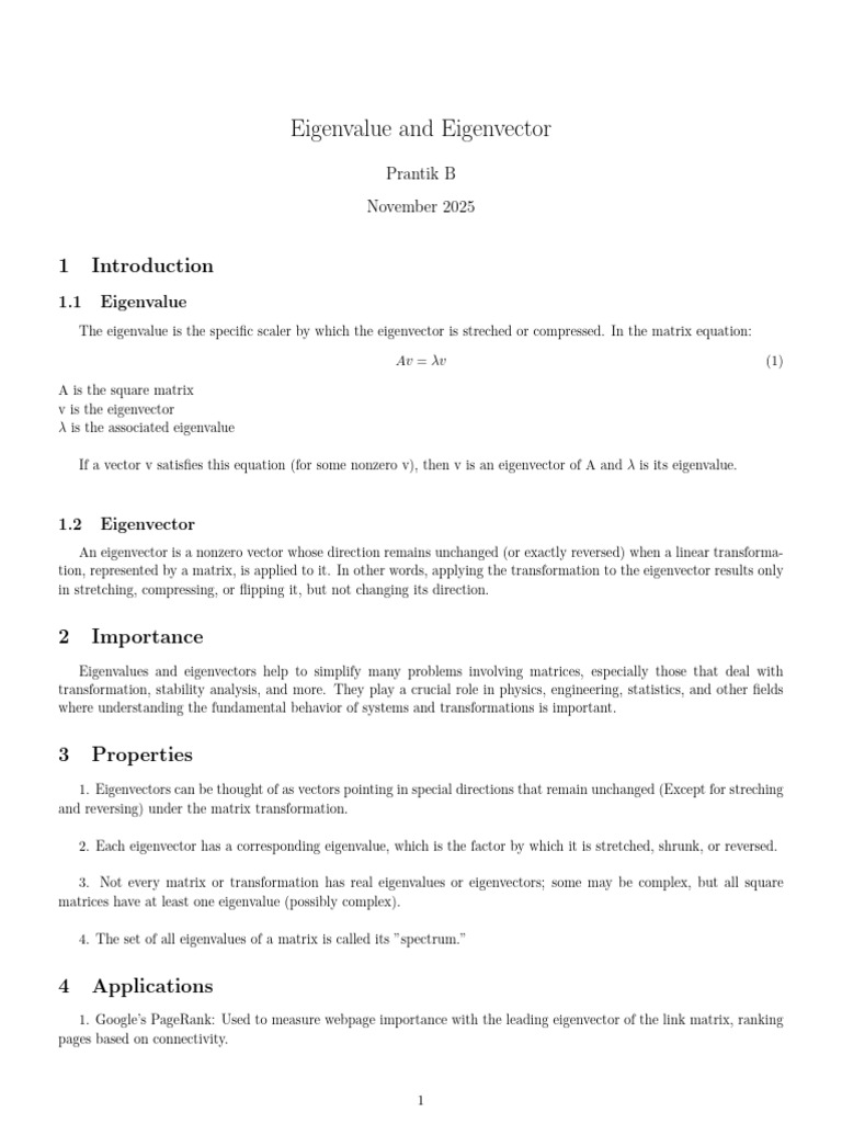 Eigenvalue and Eigenvector | PDF | Eigenvalues And Eigenvectors ...