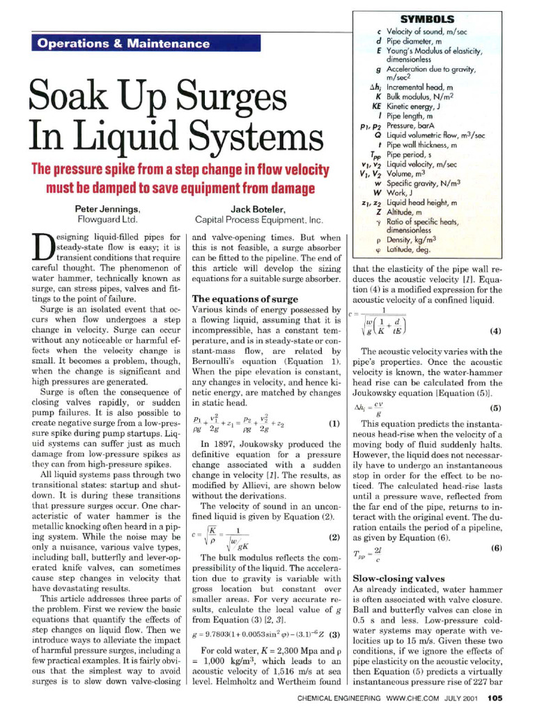 Soak Up Surges in Liquid Systems | PDF