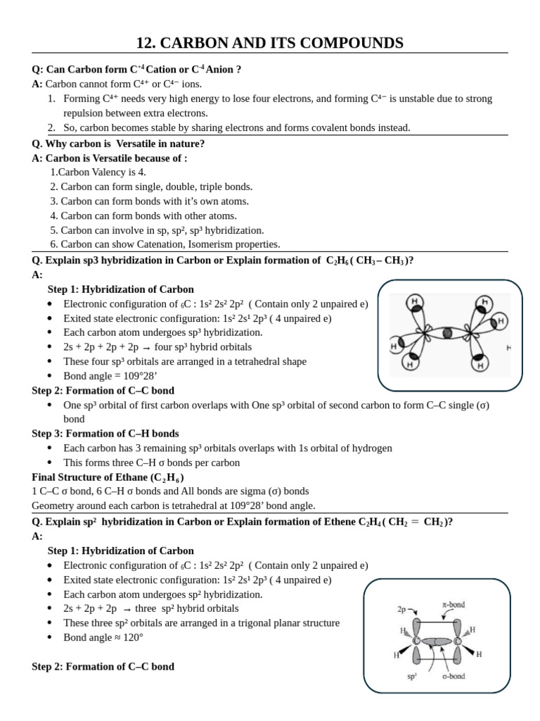 Carbon and it's compounds notes | PDF | Ethanol | Ester