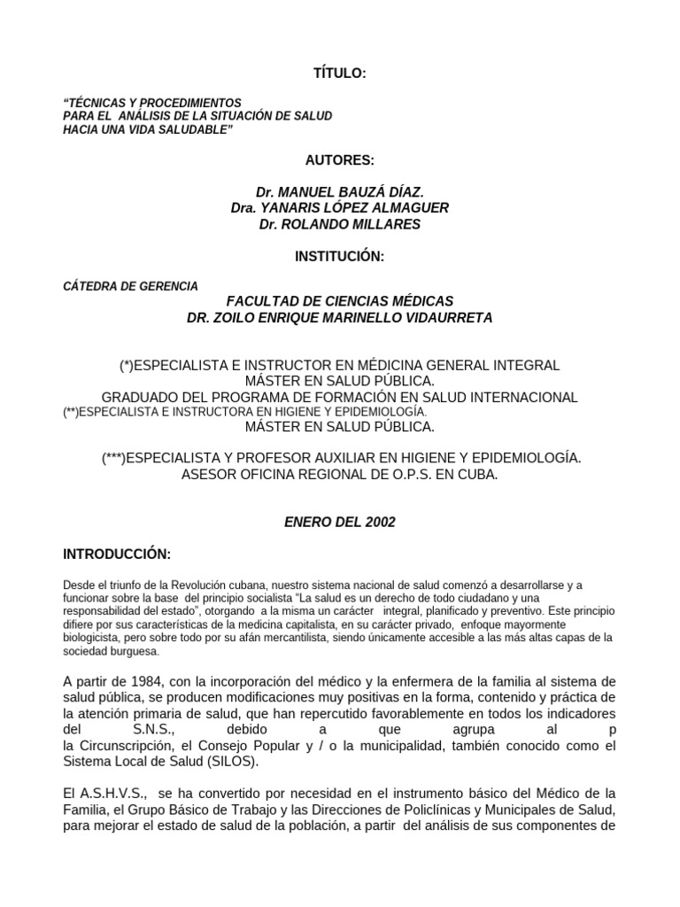 Análisis de La Situación de Salud | PDF | Análisis FODA