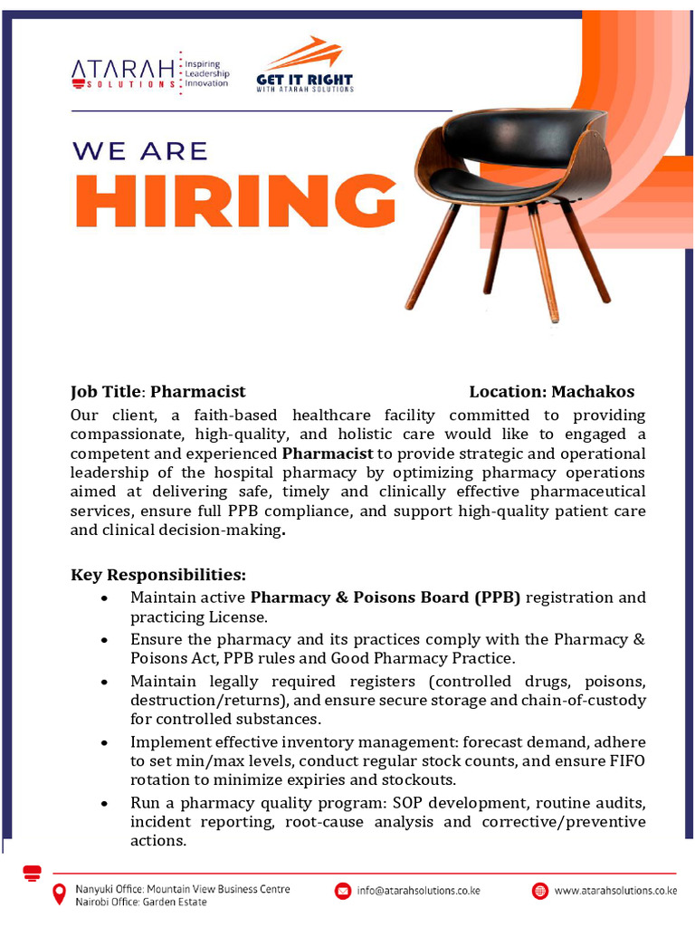 Job Advert - Pharmacist | PDF | Pharmacy | Health Care