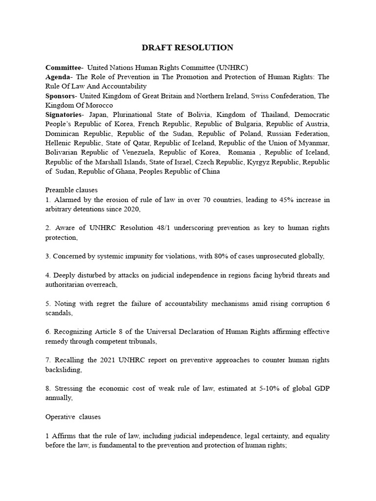 Draft Resolution 3 | PDF | Human Rights | Rule Of Law