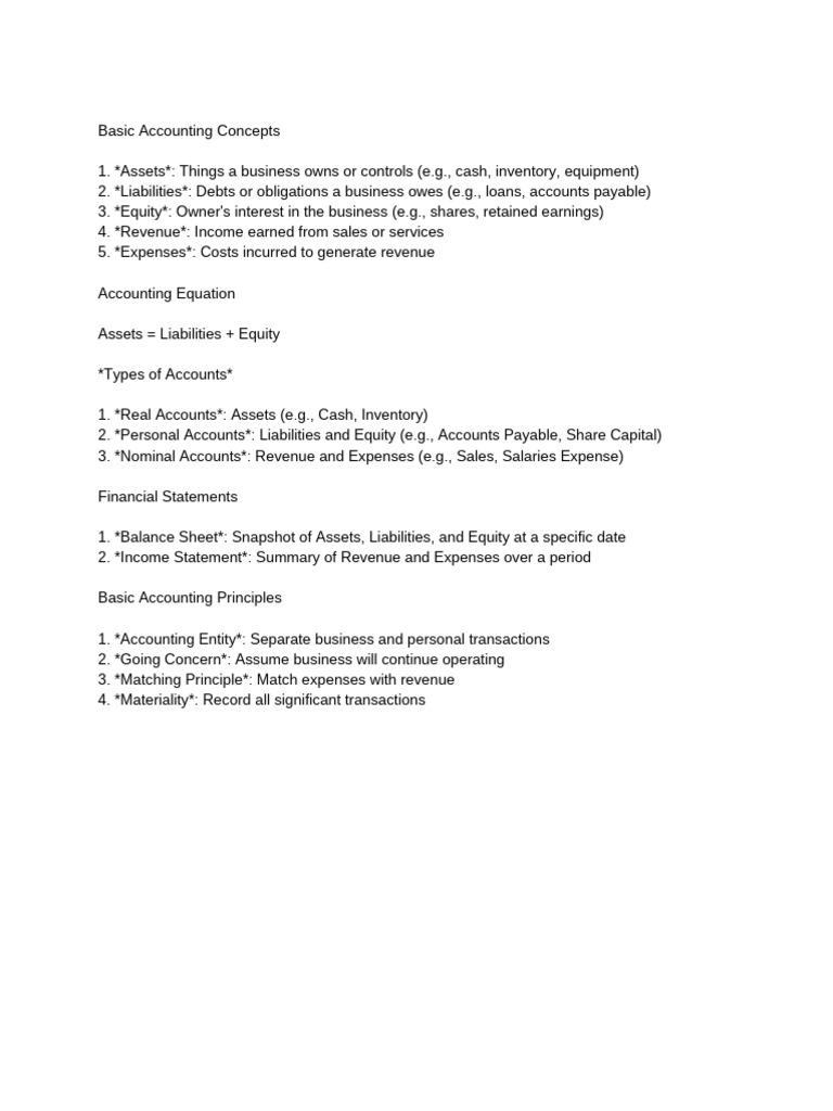 Basic Accounting Notes | PDF