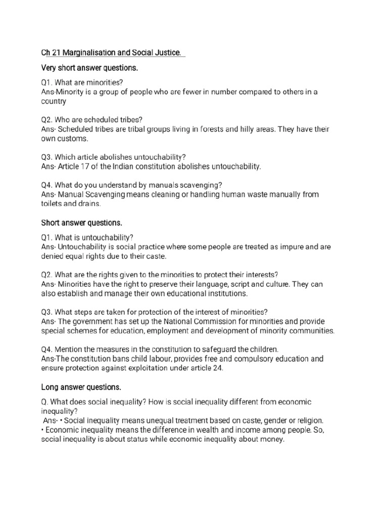 CH 21 Marginalisation and Social Justice | PDF