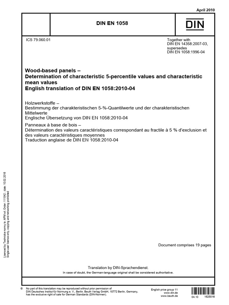 Din en 1058 PDF Coefficient Of Variation