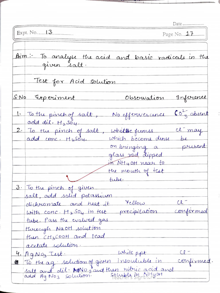 Salt Analysis Experiment | PDF