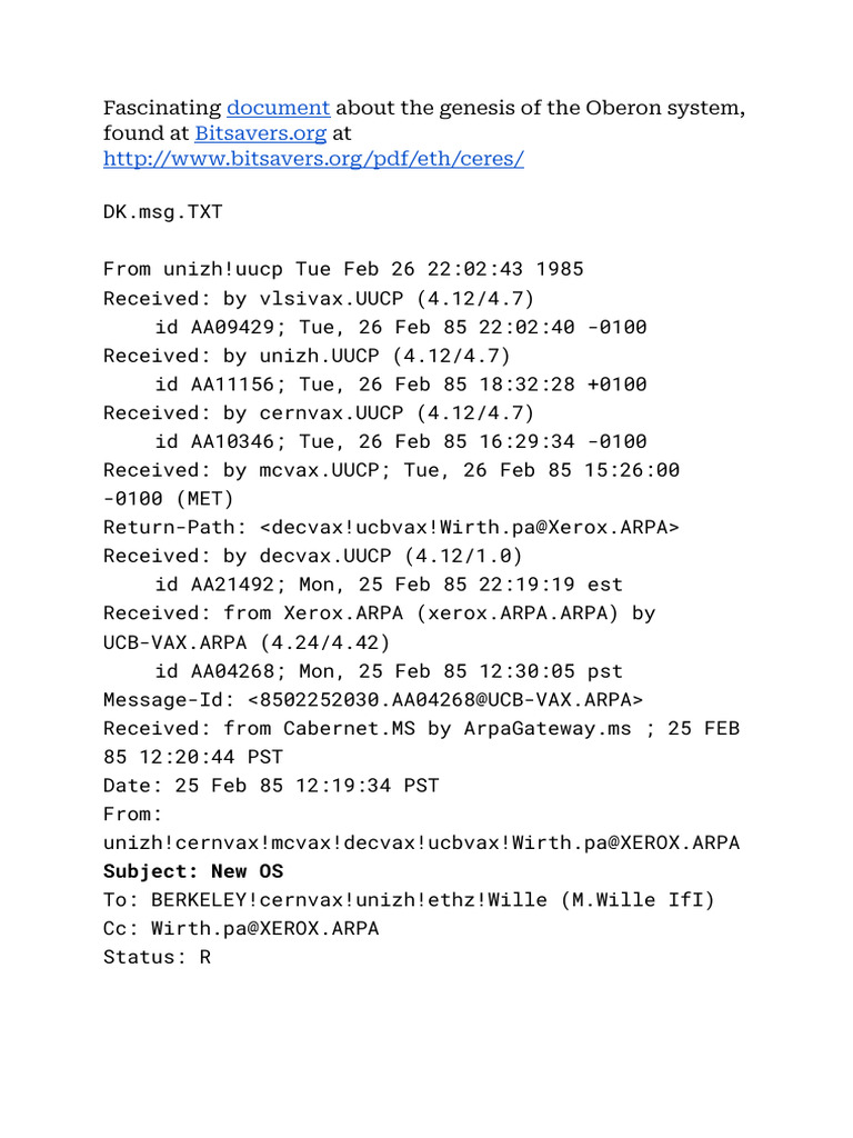 Thoughts About a New Operating System (1985) | PDF | Window (Computing ...