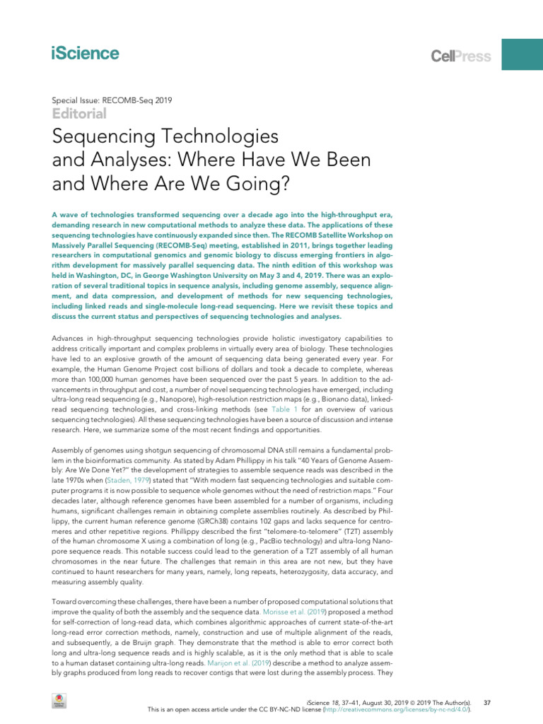 Sequencing Technologies and Analyses Where Have We | PDF | Dna ...