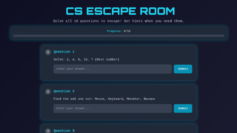 Computer Science Escape Room Quiz | PDF