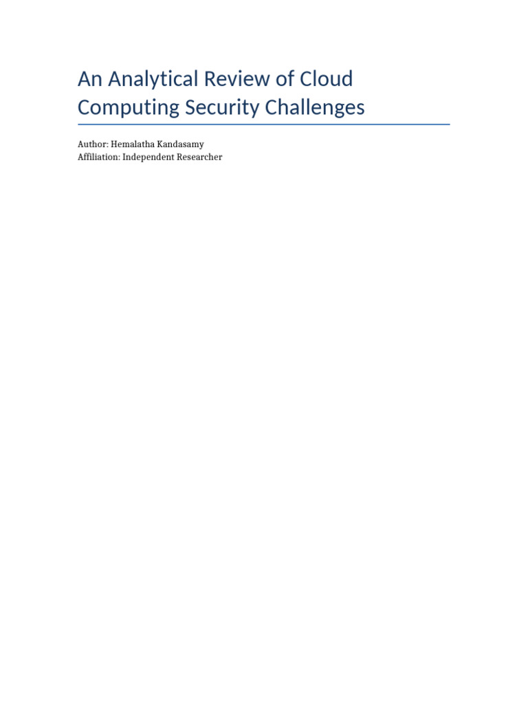 Cloud Computing Security Research Paper | PDF | Cloud Computing ...