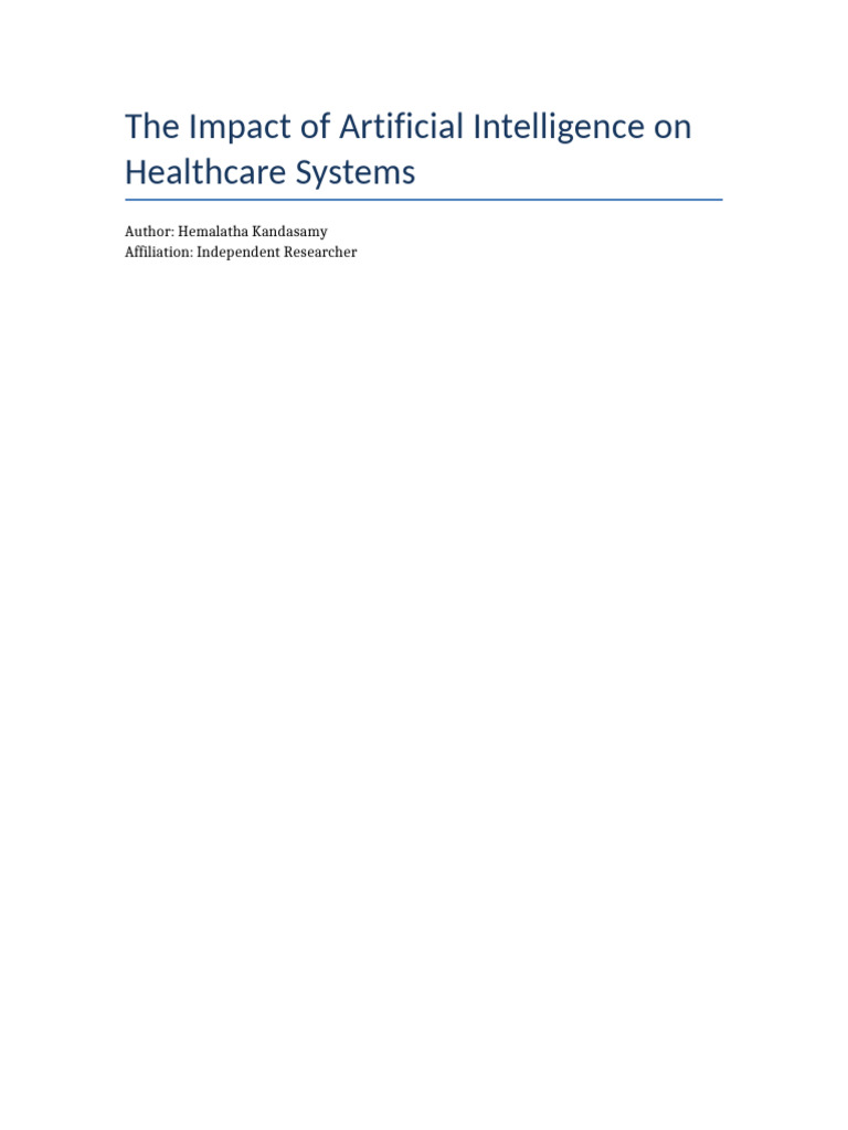 AI in Healthcare Research Paper | PDF | Personalized Medicine ...