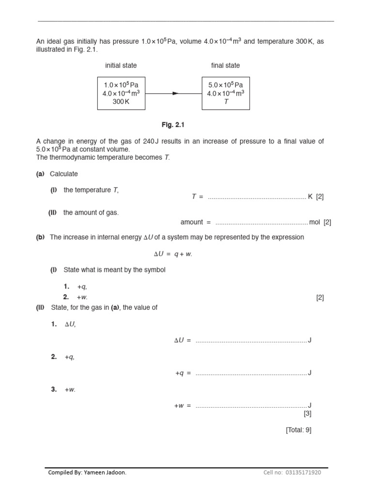 Ideal Gases Full Que | PDF | Gases | Temperature