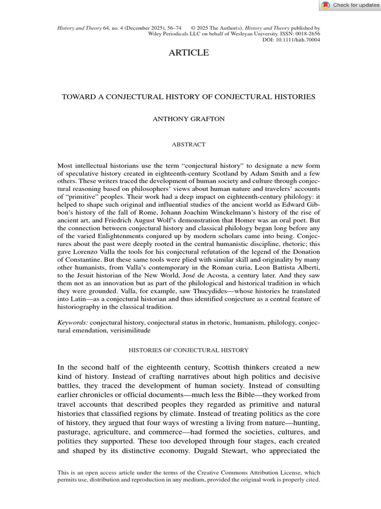 History and Theory - 2025 - Grafton - Toward A Conjectural History of ...