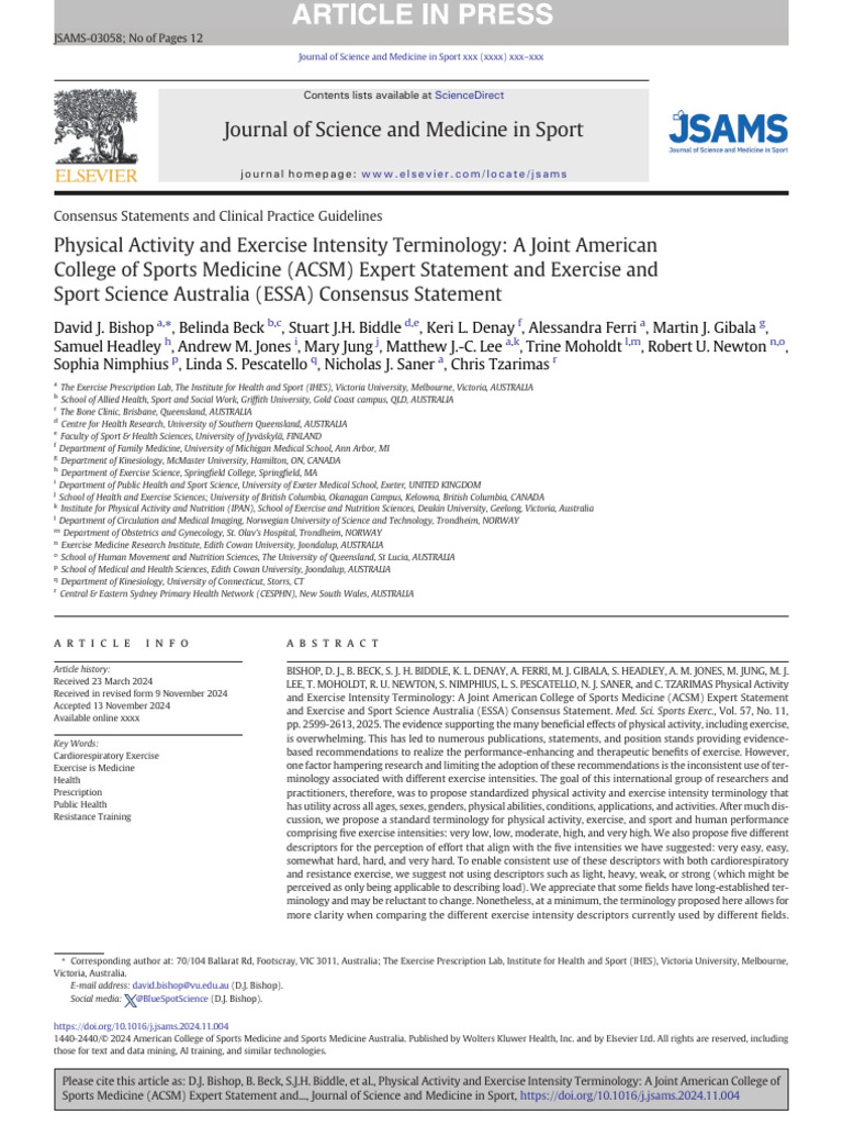 Physical Activity and Exercise Intensity Terminology | PDF | Physical ...