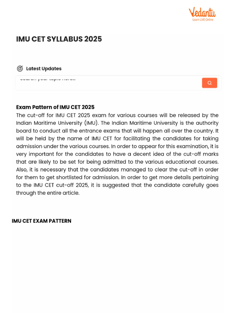 Imu Cet Syllabus 2025 | PDF