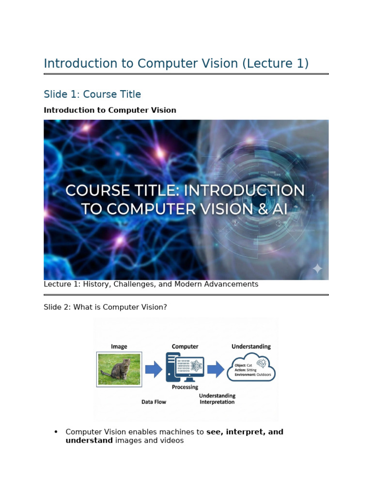 Introduction To Computer Vision - Lecture 1 (Complete Slides) | PDF ...