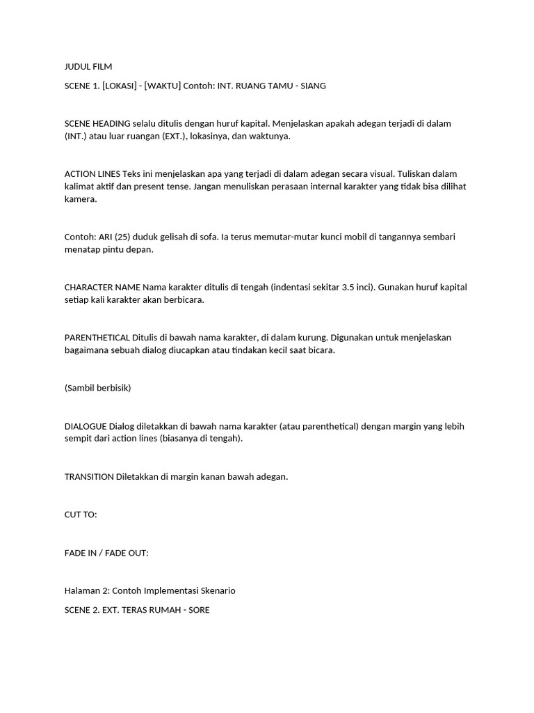 Contoh Template Script Film | PDF