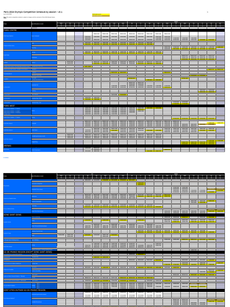 OLY Competition Schedule V3.1 | PDF | Cycle Sport | Multi Sport Events