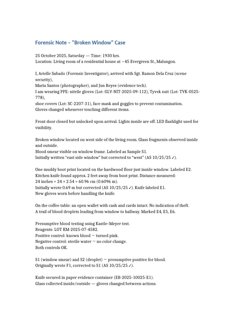 Forensic Note Broken Window | PDF