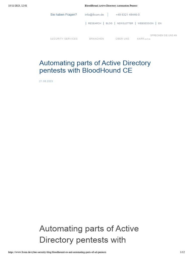 BloodHound Active Directory Automation Pentest | PDF | User (Computing ...