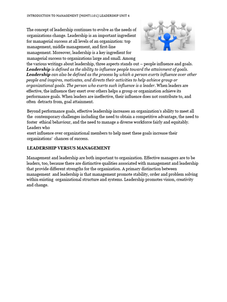 Intro To Man Notes Unit 4 | PDF | Leadership | Social Psychology