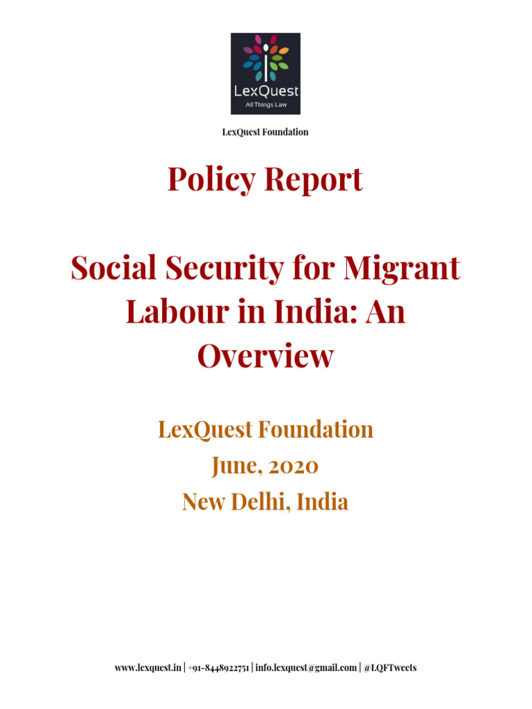 Policy Report Migrant Labour - Khushi | PDF | Labour Law | Employment