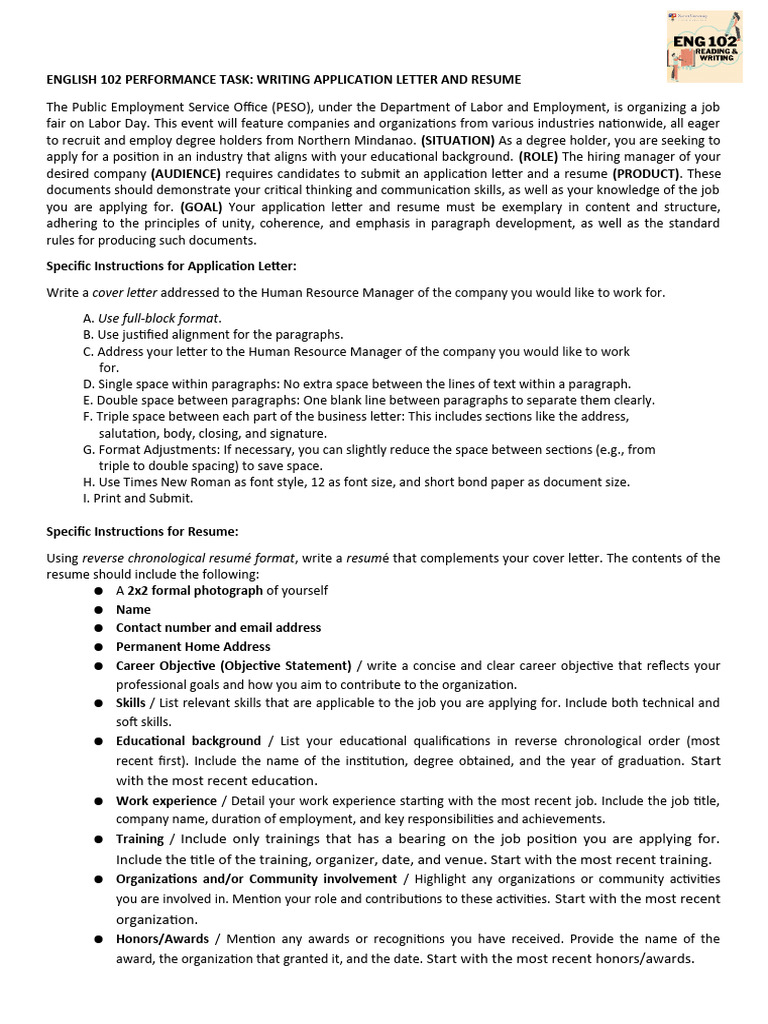 English 102 Performance Task | PDF | Résumé