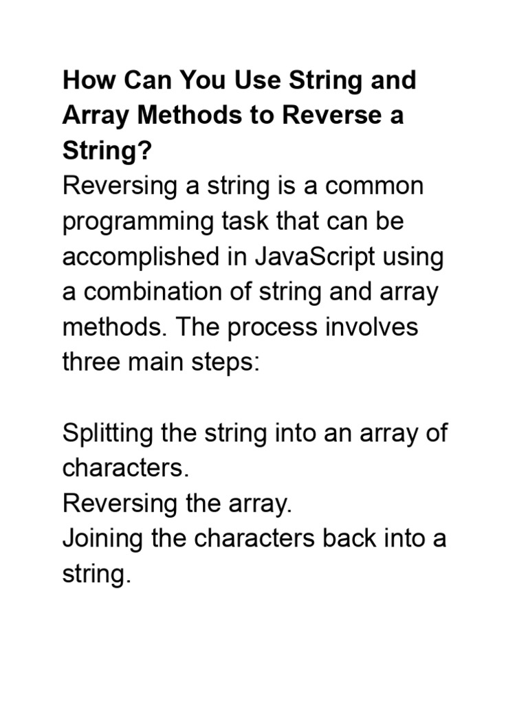 How Can You Use String and Array Methods To Reverse A String | PDF ...