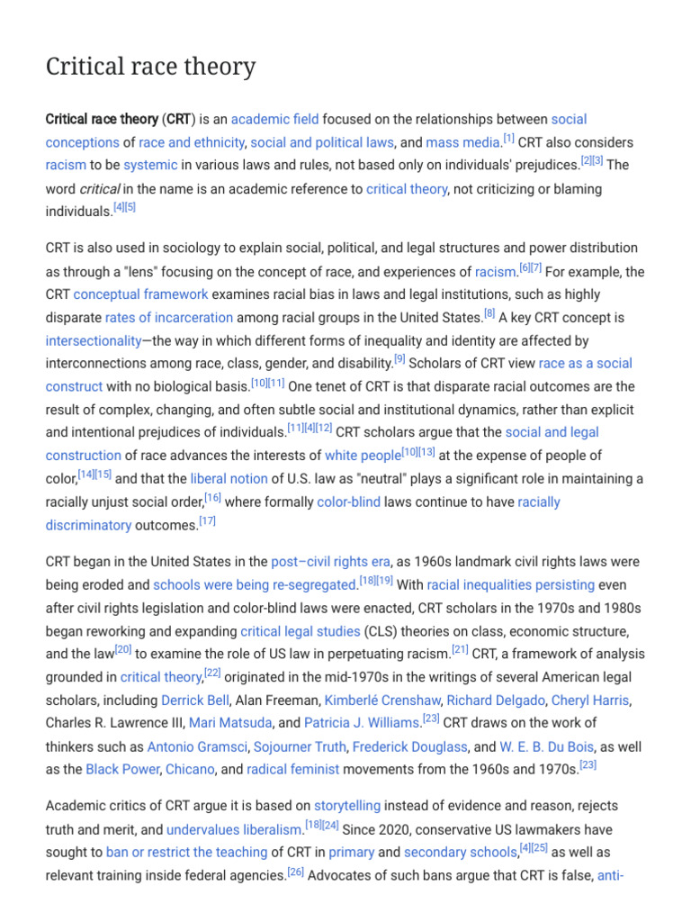 Critical Race Theory - Wikipedia | PDF | Critical Race Theory ...