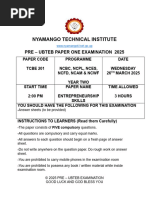 UNEB A Level Entrepreneurship Past Papers PDF Entrepreneurship 