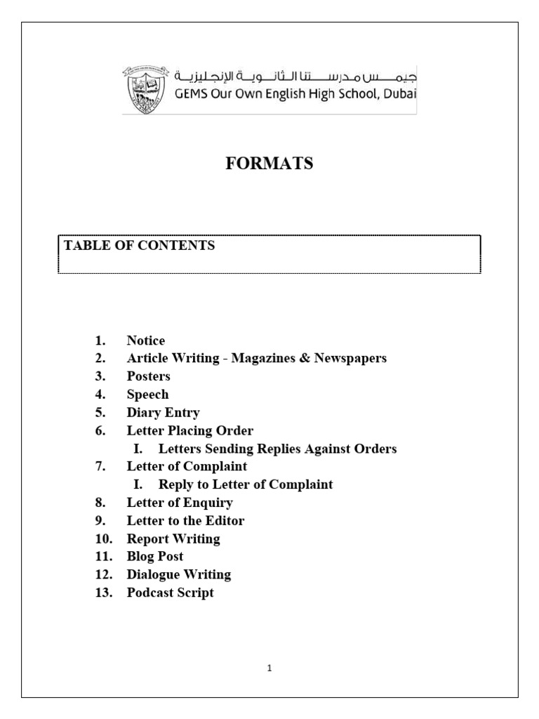 Senior School Formats-Writing Tasks | PDF | Climate Change