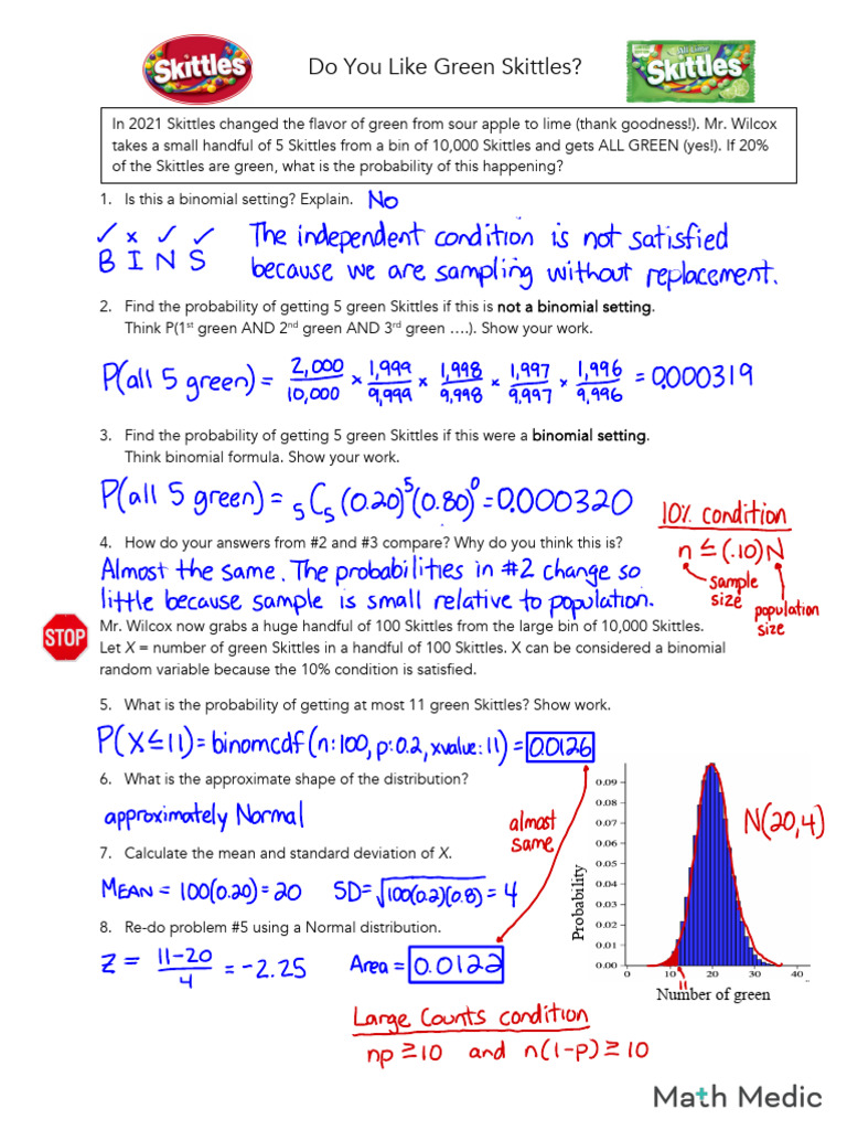 Lesson 6 7 Answer Key AP Stats Math Medic E492b3151b | PDF | Normal ...