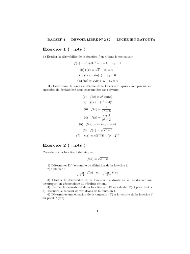 1 Bac 2 | PDF | Fonction (Mathématiques) | Concepts mathématiques