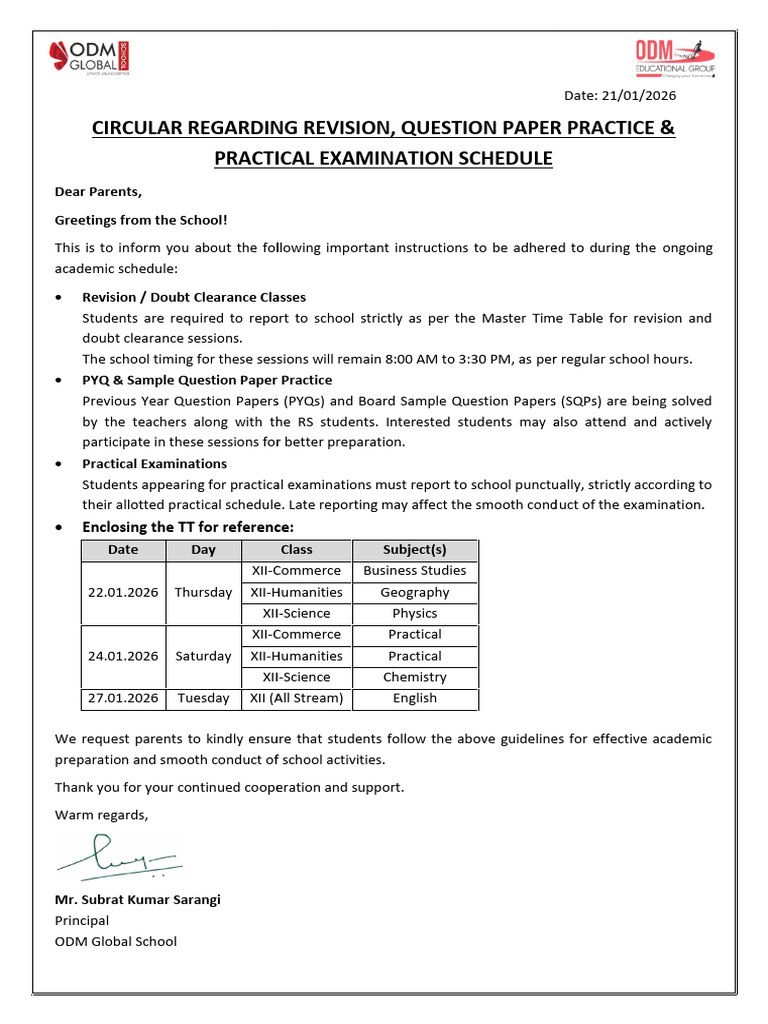 Board Practice Circular To Parents1 | PDF