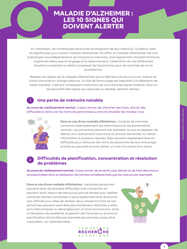 2025 FRA Les 10 Signes Qui Doivent Alerter | PDF | Maladie d'Alzheimer ...