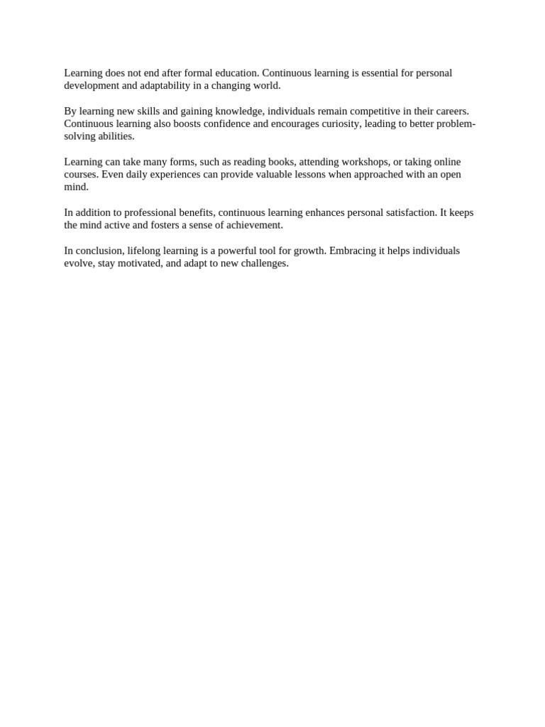 The Importance of Continuous Learning in Personal Growth | PDF