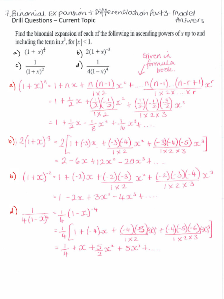 Binomial Expansion - Model Answers | PDF