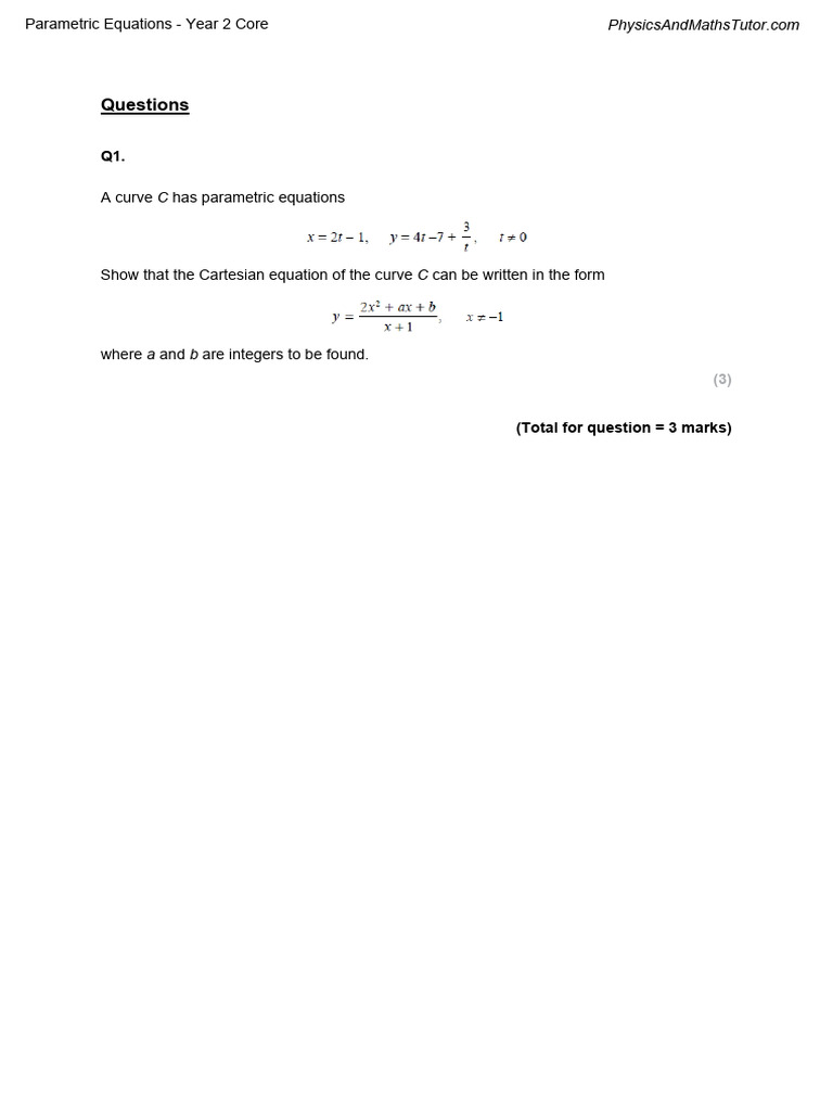 Parametric Equations | PDF | Equations | Manifold