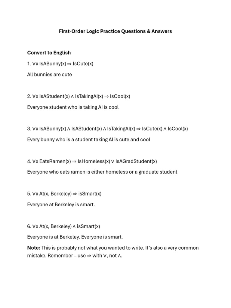 First Order Logic | PDF