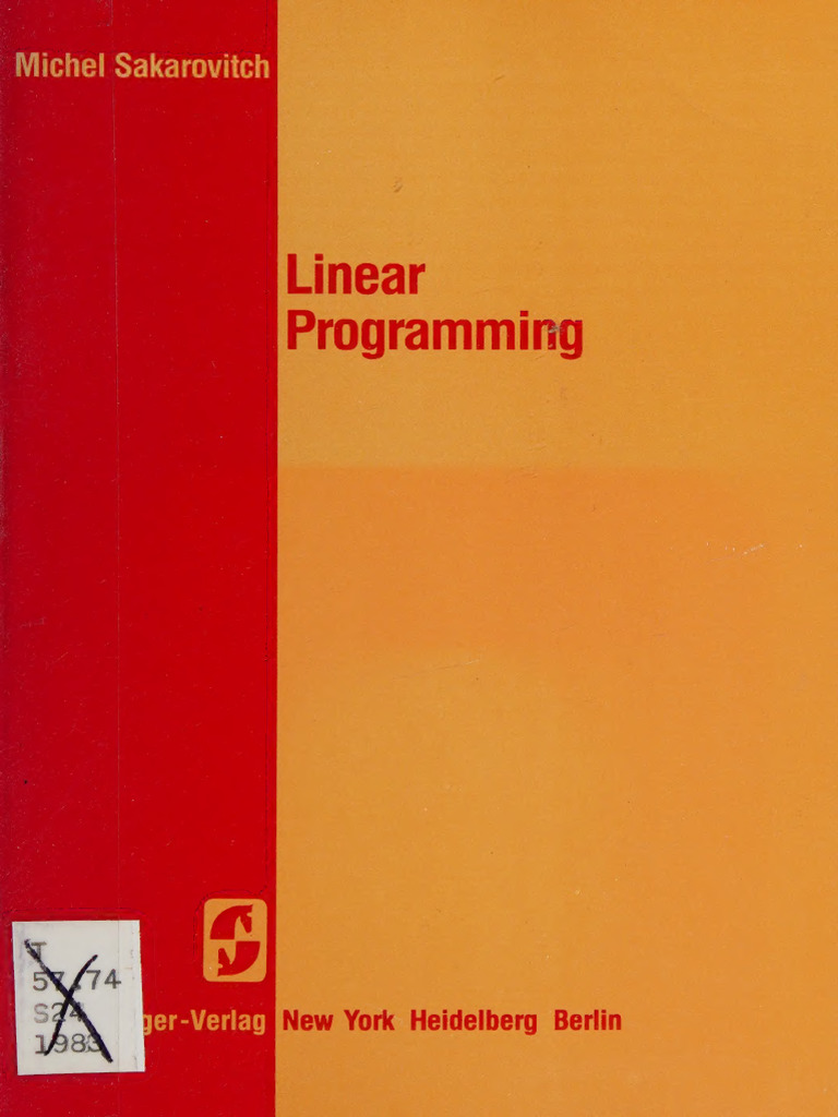 Linear Programming Michel Sakarovitch John B Thomas Springer Nature ...