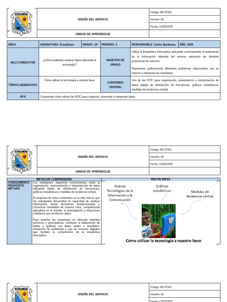 M1-FO01 Unidad de Aprendizaje | PDF | Datos | Estadísticas