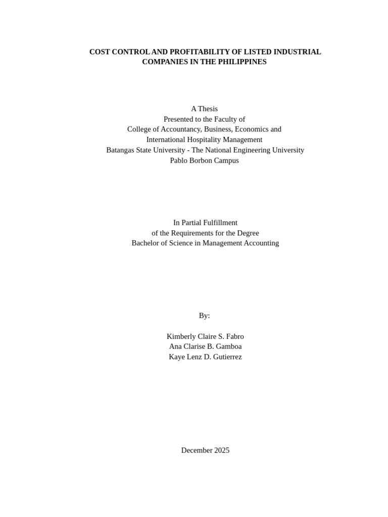 Cost Control and Profitability of Listed Companies | PDF | Cost ...